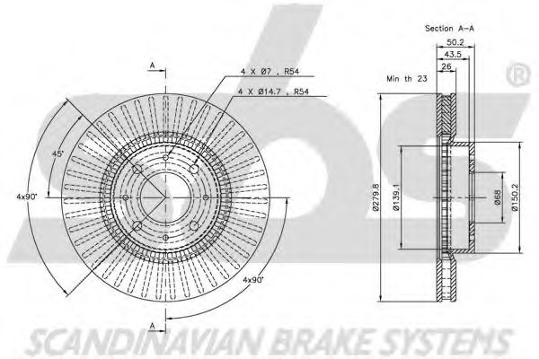 Тормозной диск EURODEAL AUTOPARTS 713