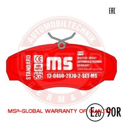 Комплект тормозных колодок, дисковый тормоз MASTER-SPORT 13046028702-SET-MS