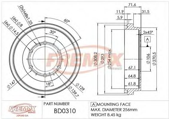 Тормозной барабан FREMAX BD-0310