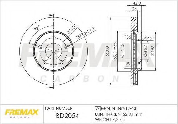Тормозной диск FREMAX BD2054