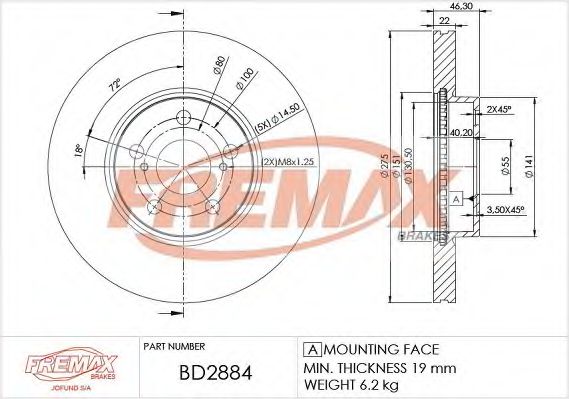 Тормозной диск FREMAX BD-2884