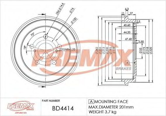 Тормозной барабан FREMAX BD-4414