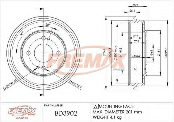 Тормозной барабан FREMAX BD-3902