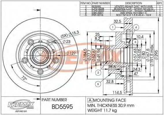 Тормозной диск FREMAX BD-5595