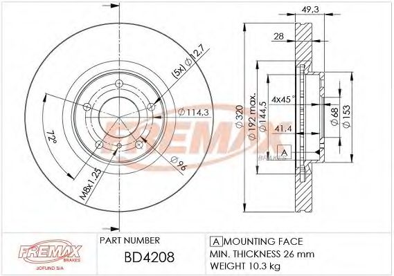 Тормозной диск FREMAX BD-4208