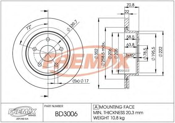 Тормозной диск FREMAX BD-3006