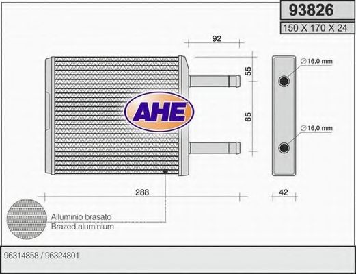 Теплообменник, отопление салона AHE 93826