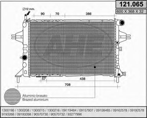 Радиатор, охлаждение двигателя AHE 121.065