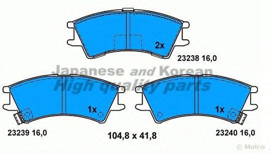 Комплект тормозных колодок, дисковый тормоз ASHUKI 1080-4250