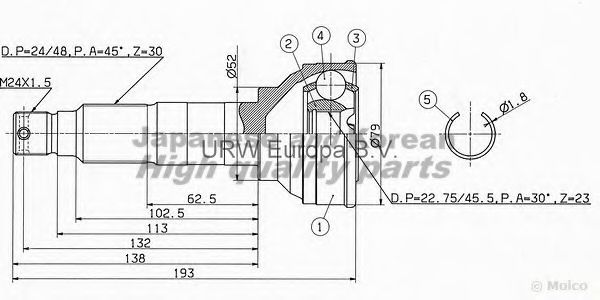 Шарнирный комплект, приводной вал ASHUKI SU-150