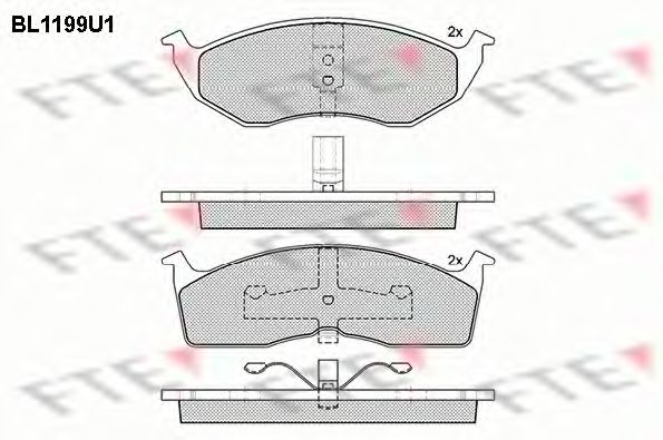 Комплект тормозных колодок, дисковый тормоз FTE BL1199U1