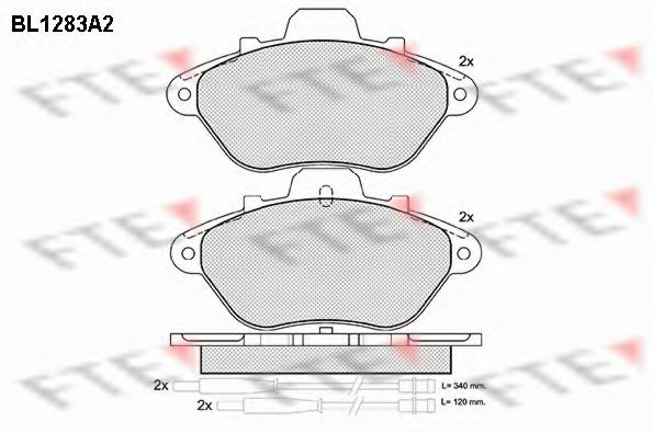 Комплект тормозных колодок, дисковый тормоз FTE BL1283A2