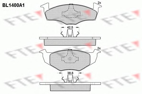 Комплект тормозных колодок, дисковый тормоз FTE BL1400A1