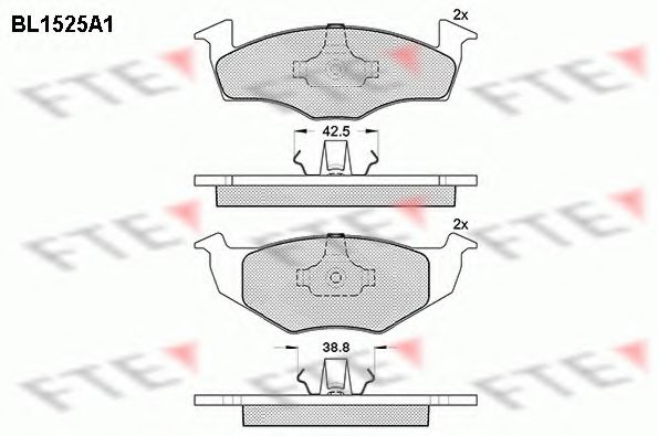 Комплект тормозных колодок, дисковый тормоз FTE BL1525A1