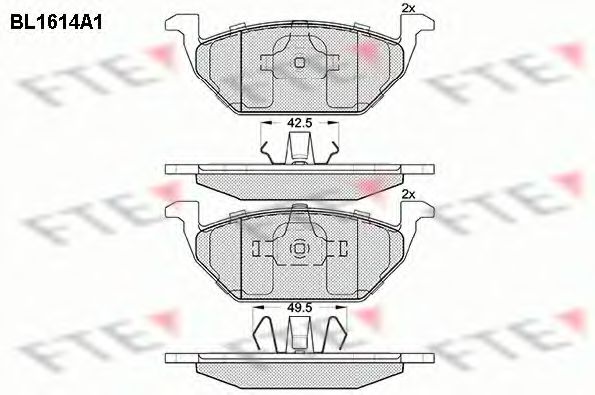 Комплект тормозных колодок, дисковый тормоз FTE BL1614A1