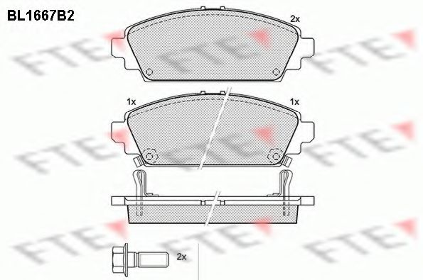 Комплект тормозных колодок, дисковый тормоз FTE BL1667B2