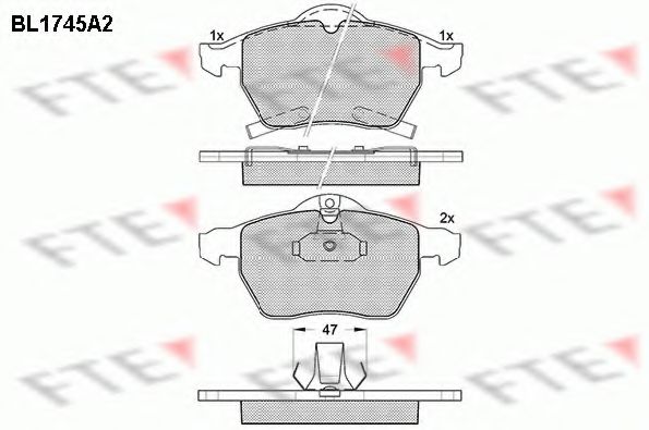 Комплект тормозных колодок, дисковый тормоз FTE BL1745A2