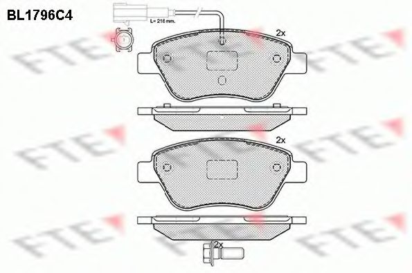 Комплект тормозных колодок, дисковый тормоз FTE BL1796C4