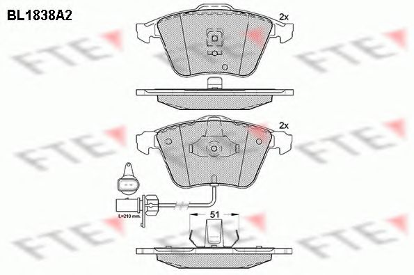 Комплект тормозных колодок, дисковый тормоз FTE BL1838A2