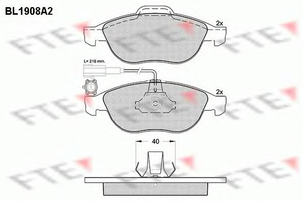 Комплект тормозных колодок, дисковый тормоз FTE BL1908A2