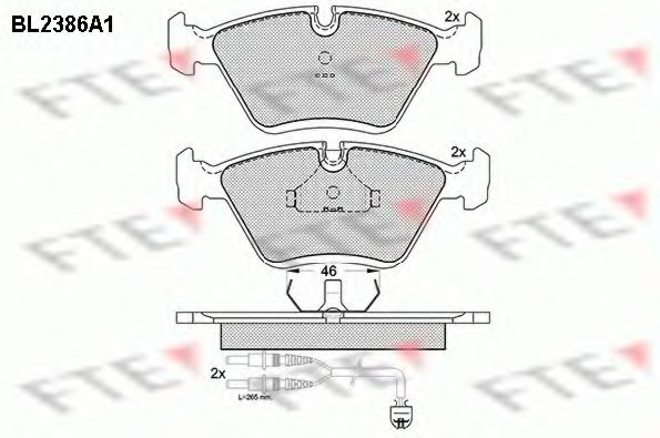 Комплект тормозных колодок, дисковый тормоз FTE BL2386A1