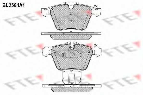 Комплект тормозных колодок, дисковый тормоз FTE BL2584A1