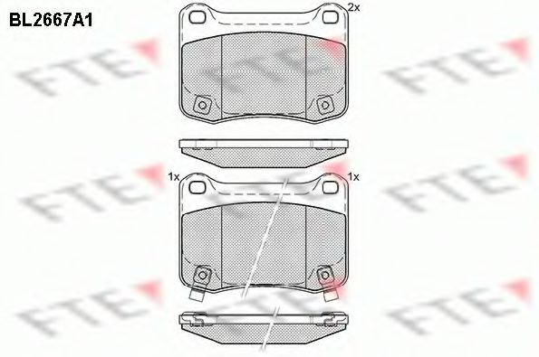 Комплект тормозных колодок, дисковый тормоз FTE BL2667A1