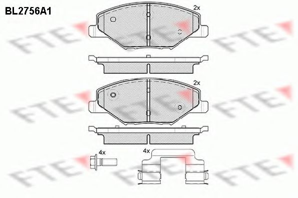 Комплект тормозных колодок, дисковый тормоз FTE BL2756A1