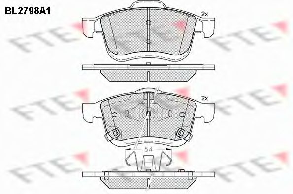 Комплект тормозных колодок, дисковый тормоз FTE BL2798A1