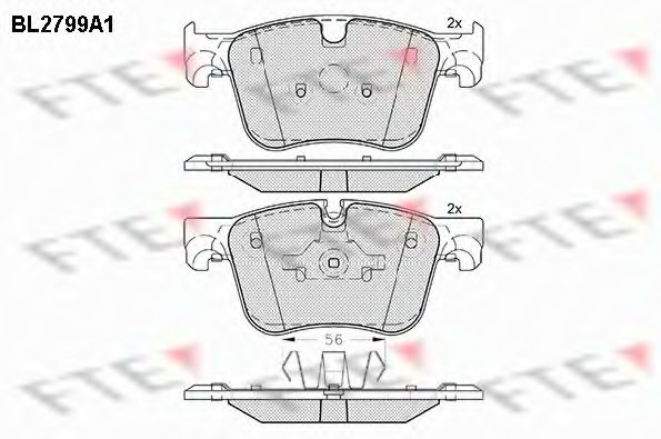 Комплект тормозных колодок, дисковый тормоз FTE BL2799A1