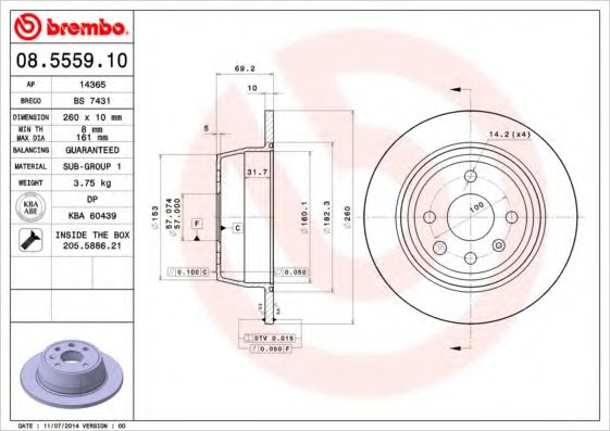 Тормозной диск BREMBO 08.5559.10