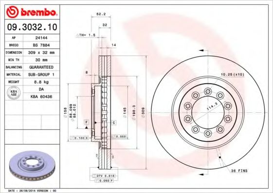 Тормозной диск BREMBO 09.3032.10
