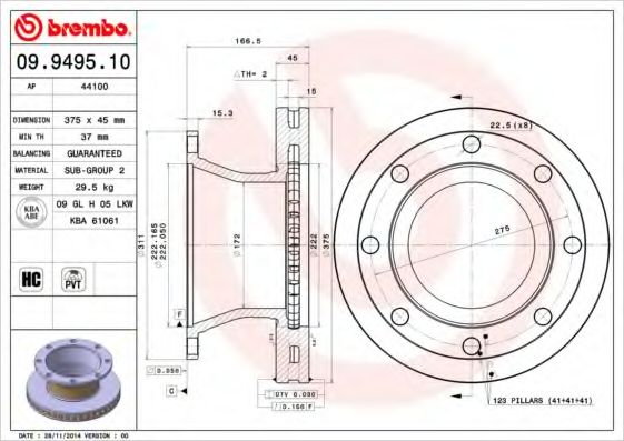 Тормозной диск BREMBO 09.9495.10