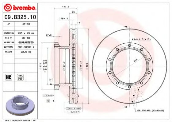 Тормозной диск BREMBO 09.B325.10