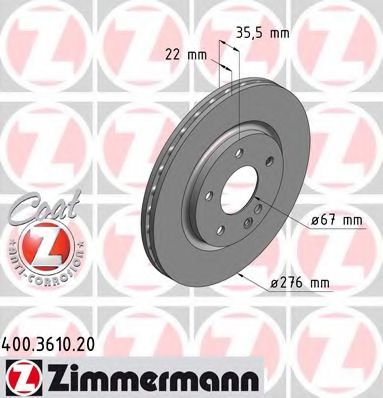 Тормозной диск ZIMMERMANN 400.3610.20