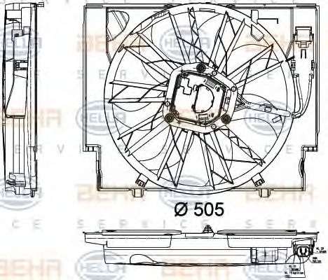 Вентилятор, охлаждение двигателя BEHR HELLA SERVICE 8EW 351 040-421