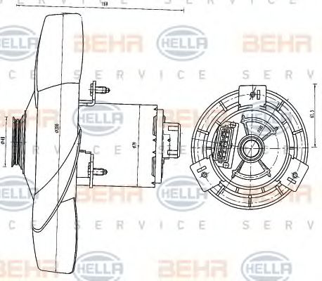 Вентилятор, охлаждение двигателя BEHR HELLA SERVICE 8EW 351 041-191