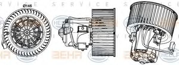 Вентилятор салона BEHR HELLA SERVICE 8EW 351 043-261