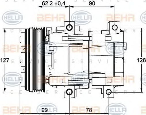 Компрессор, кондиционер BEHR HELLA SERVICE 8FK 351 113-231