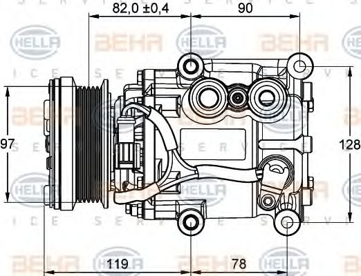 Компрессор, кондиционер BEHR HELLA SERVICE 8FK 351 113-311