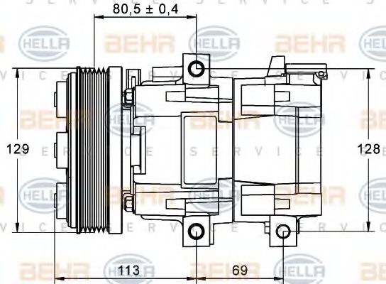 Компрессор, кондиционер BEHR HELLA SERVICE 8FK 351 113-391