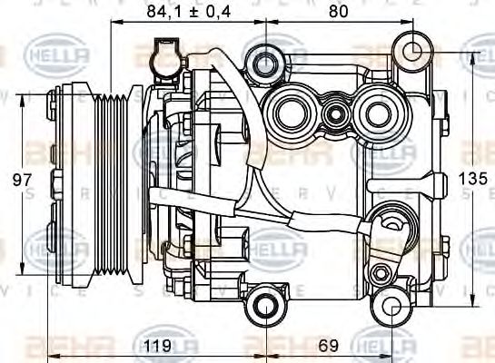 Компрессор, кондиционер BEHR HELLA SERVICE 8FK 351 113-401