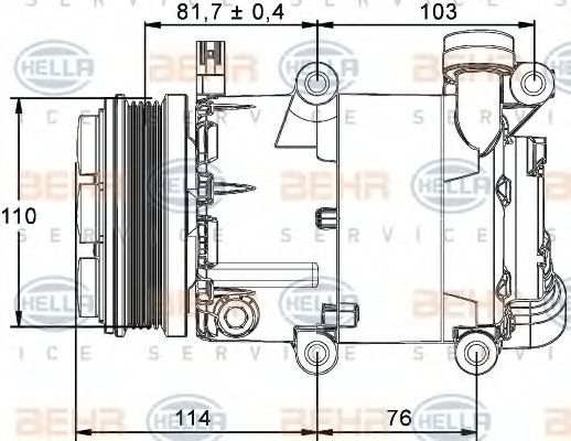 Компрессор, кондиционер BEHR HELLA SERVICE 8FK 351 113-471