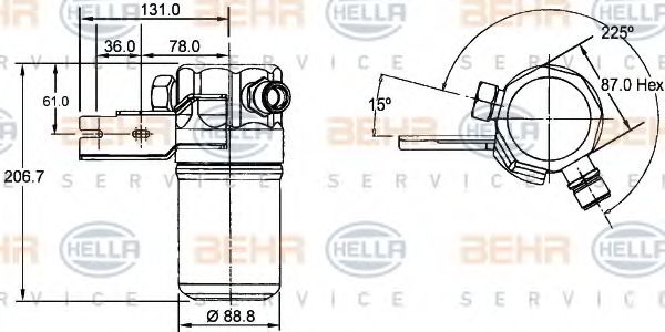 Осушитель, кондиционер BEHR HELLA SERVICE 8FT 351 192-391