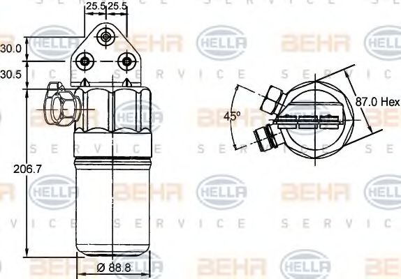 Осушитель, кондиционер BEHR HELLA SERVICE 8FT 351 197-321