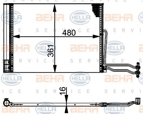 Конденсатор, кондиционер BEHR HELLA SERVICE 8FC 351 301-301