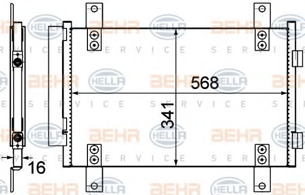 Конденсатор, кондиционер BEHR HELLA SERVICE 8FC 351 303-611