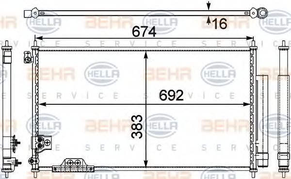 Конденсатор, кондиционер BEHR HELLA SERVICE 8FC 351 303-691