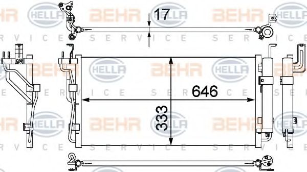 Конденсатор, кондиционер BEHR HELLA SERVICE 8FC 351 304-401