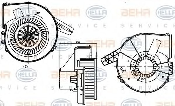 Вентилятор салона BEHR HELLA SERVICE 8EW 351 304-801